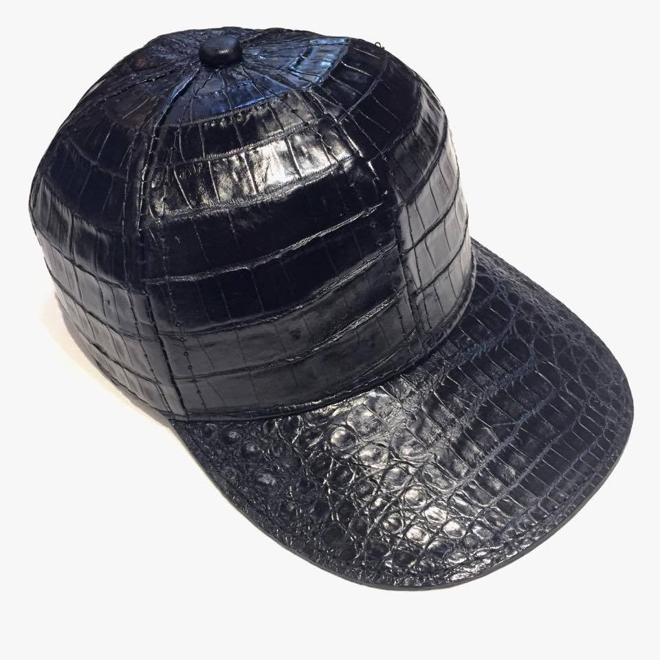 Black All Over Alligator body Strap-back Hat - Dudes Boutique
