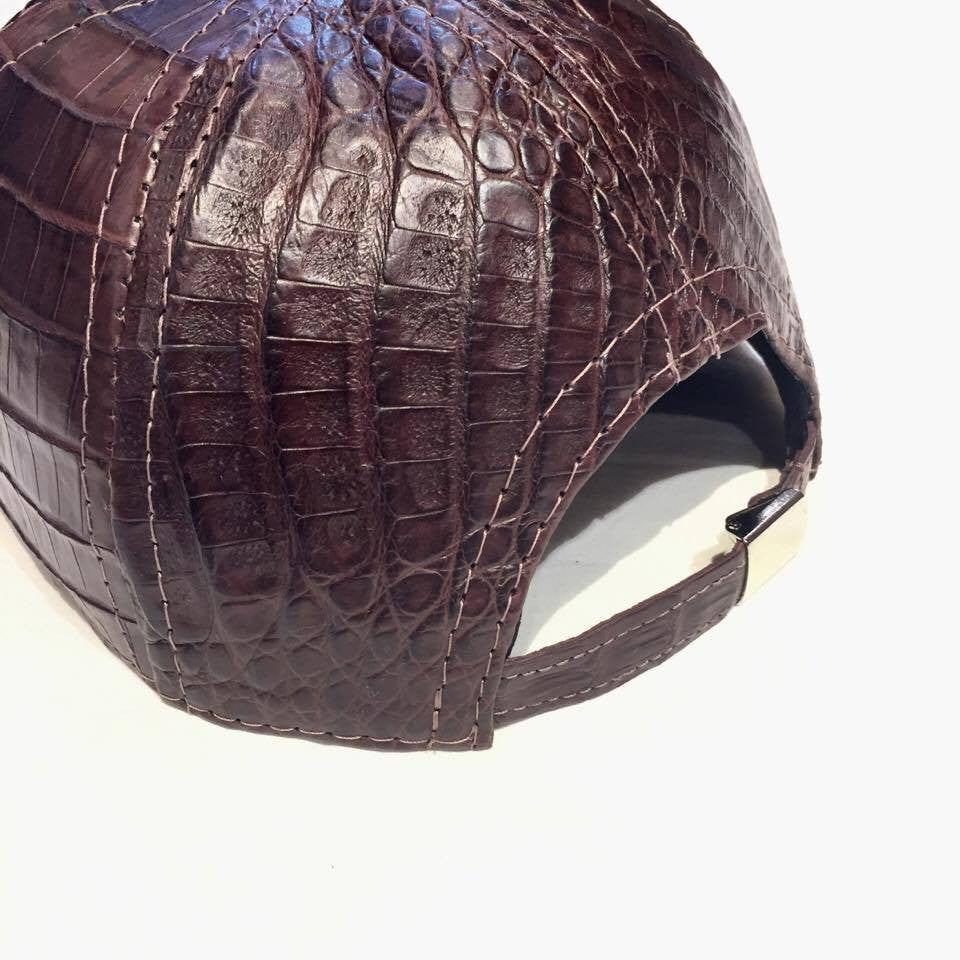 Chocolate Brown All Over Alligator body Strap-back Hat - Dudes Boutique