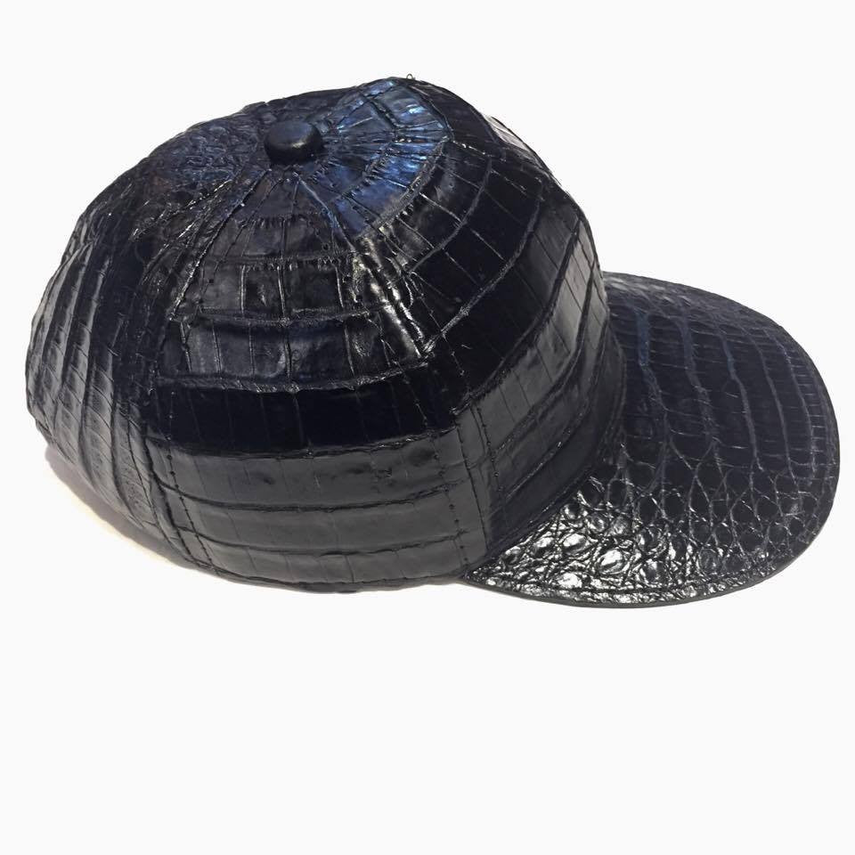 Black All Over Alligator body Strap-back Hat - Dudes Boutique