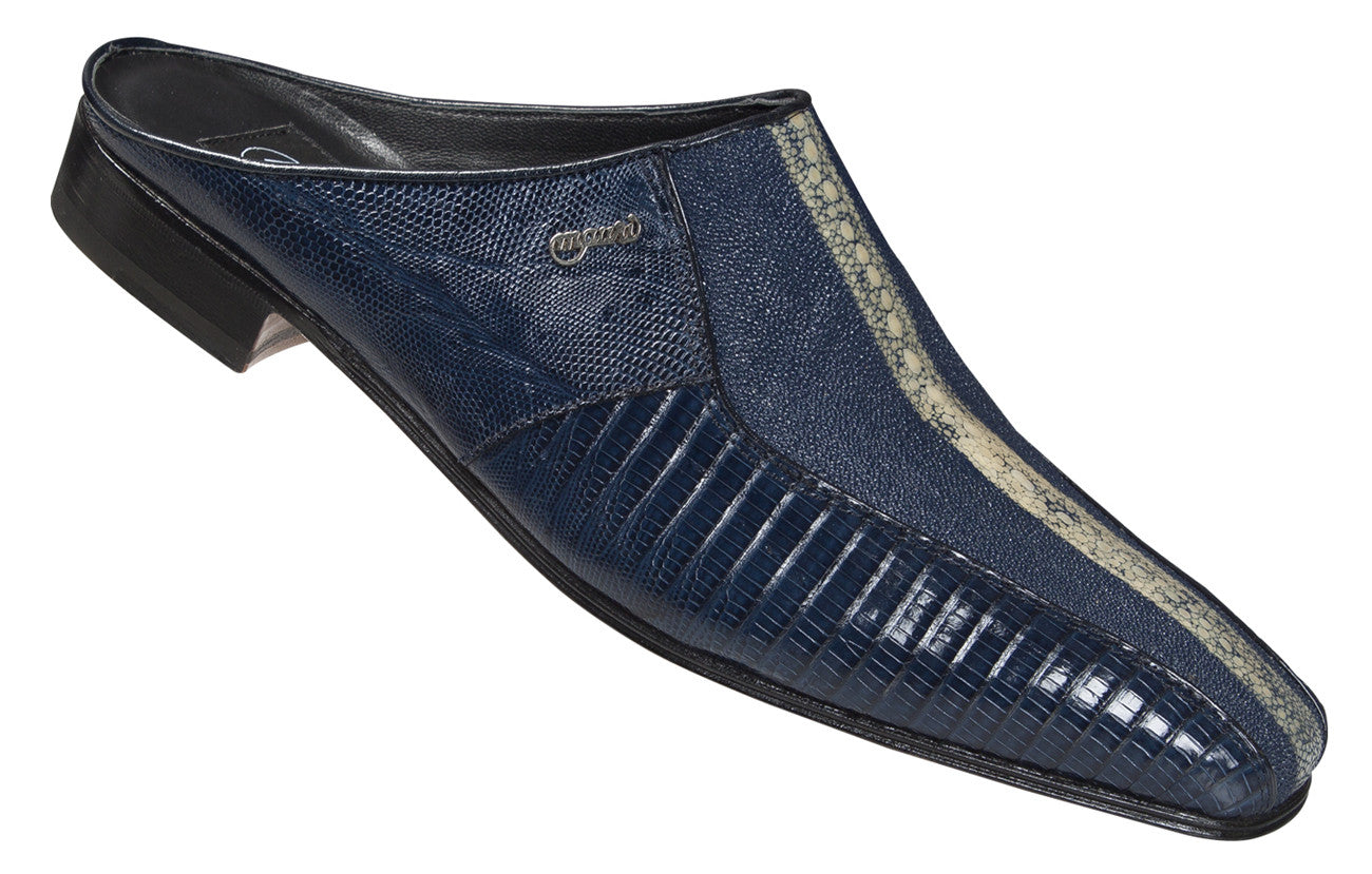 Mauri - "2096/4" Blue Stingray Highway/Iris Blue Lizard Half Shoe - Dudes Boutique