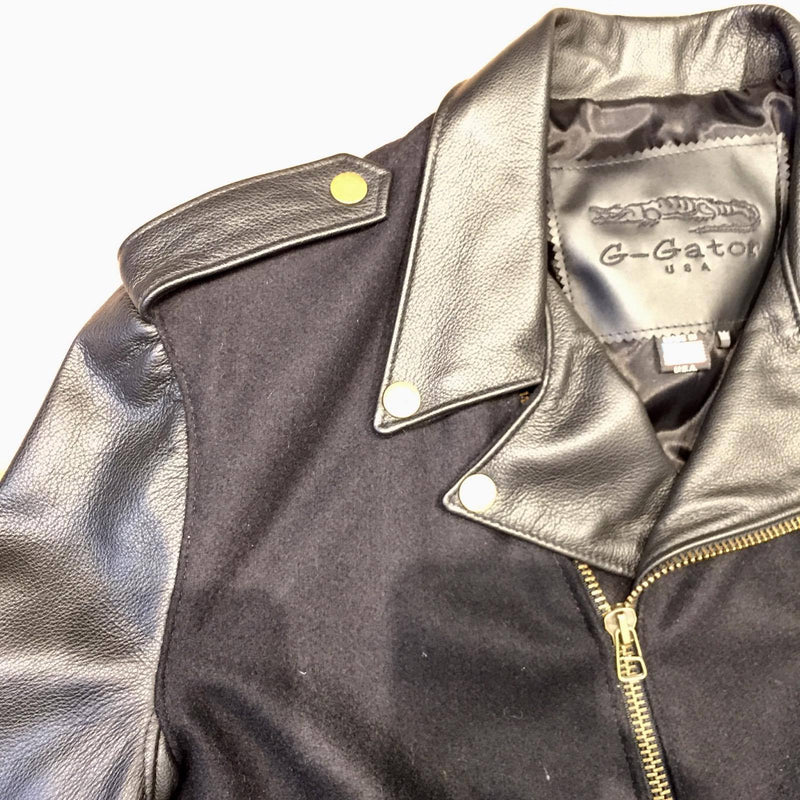 Classic Lambskin Leather/Wool Biker Jacket - Dudes Boutique