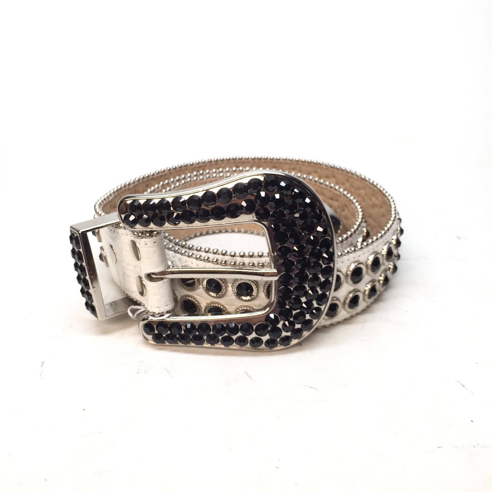 b.b. Simon Fully loaded White Black Crystal Belt - Dudes Boutique