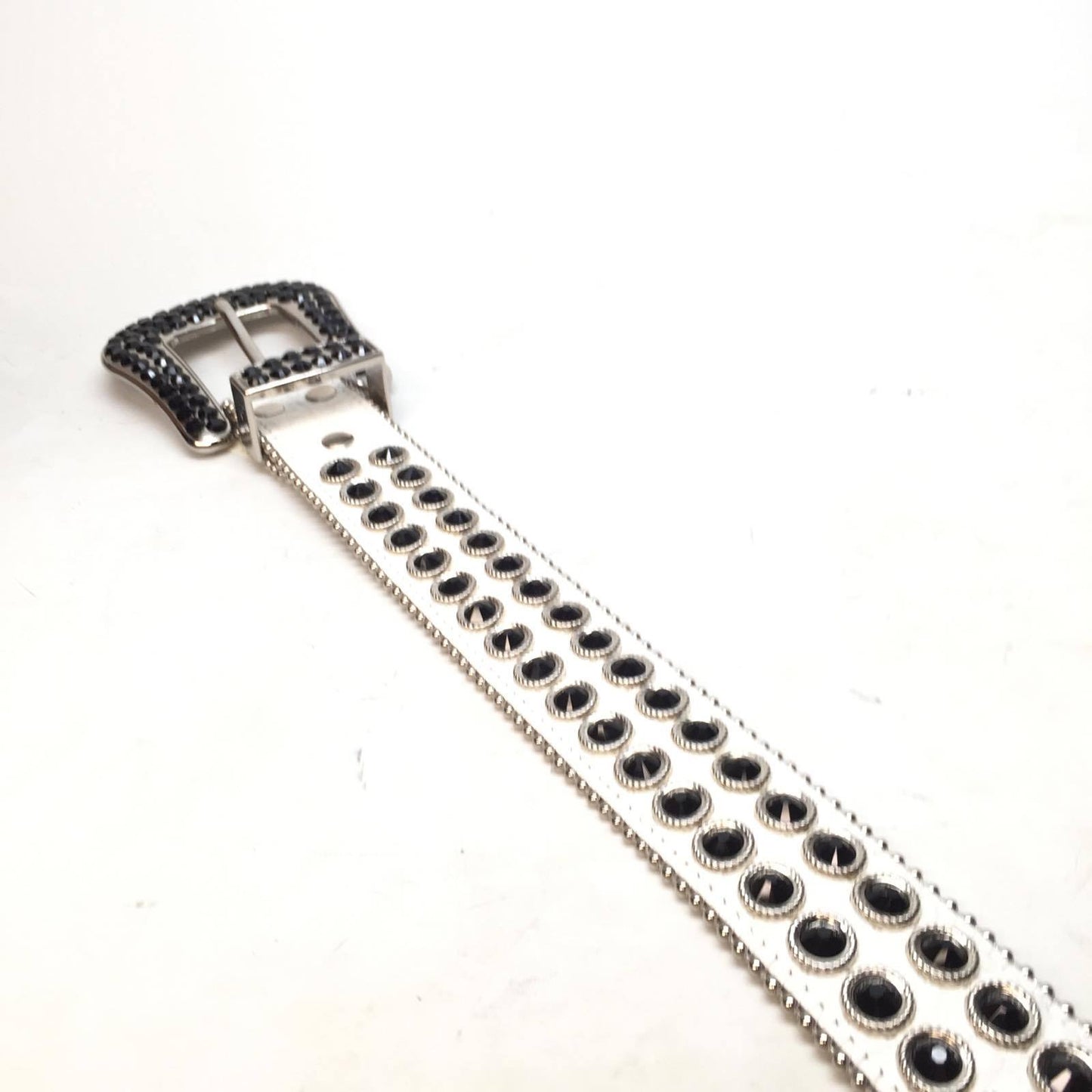 b.b. Simon Fully loaded White Black Crystal Belt - Dudes Boutique