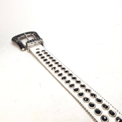 b.b. Simon Fully loaded White Black Crystal Belt - Dudes Boutique