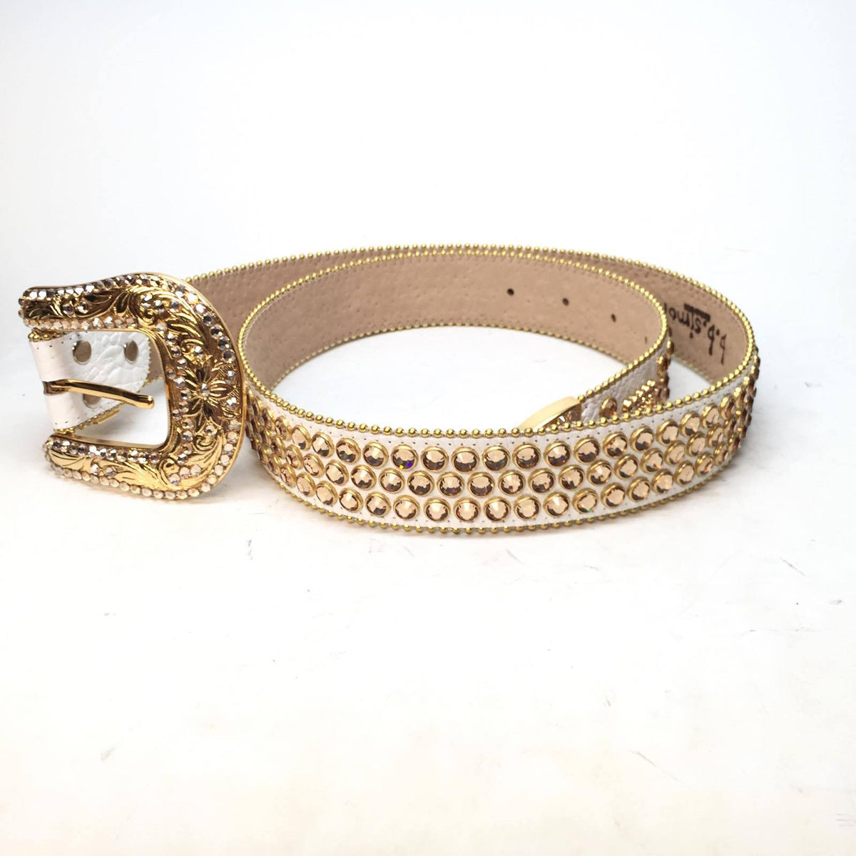 b.b. Simon Fully loaded 'Gold White Croc' Crystal Belt - Dudes Boutique