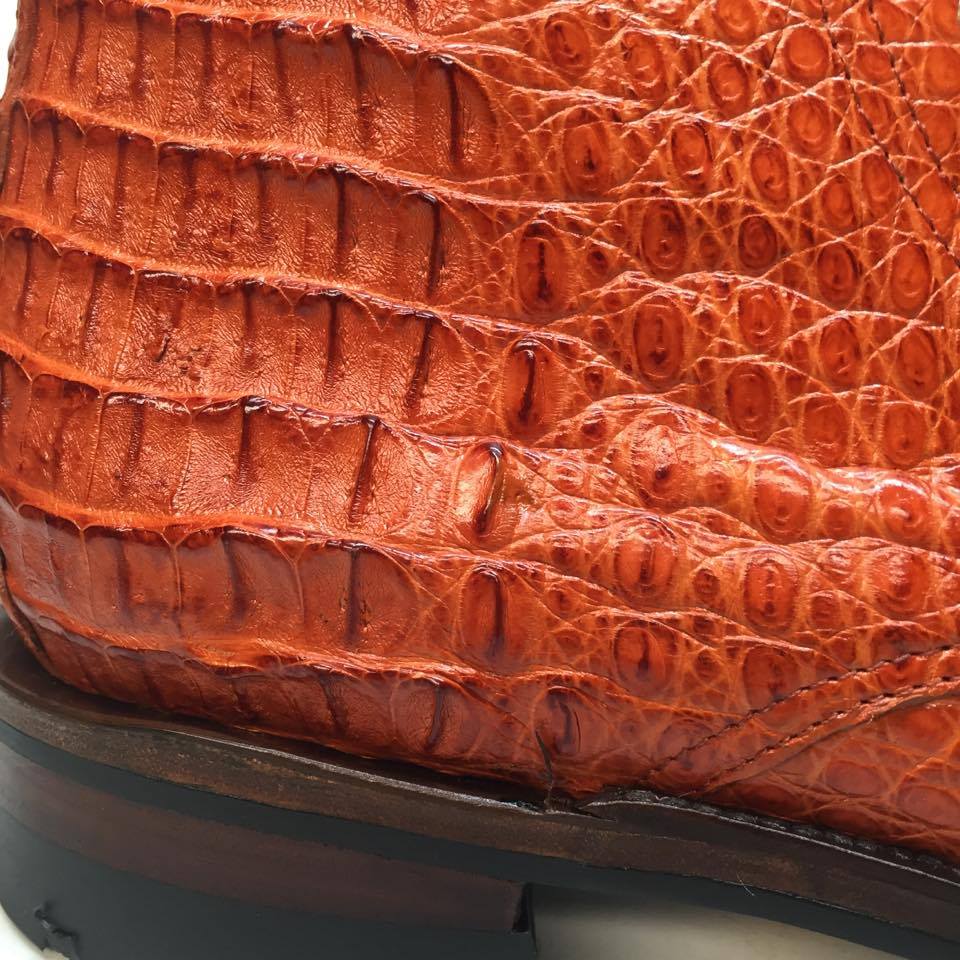 Safari Cognac Exotic Men's All-Over Hornback Combat Boots - Dudes Boutique