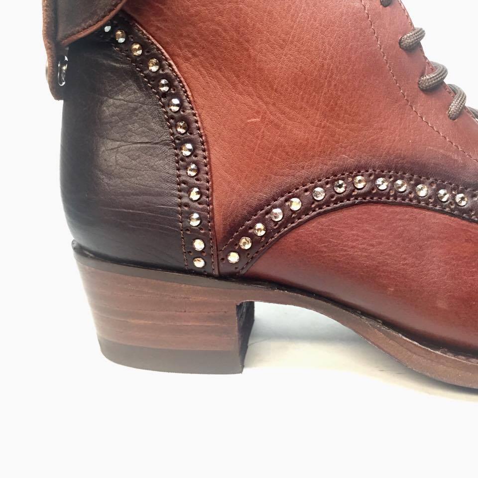 Denver Mountain Co. 'Lady Quincy' Crystal Leather Ankle Boots - Dudes Boutique