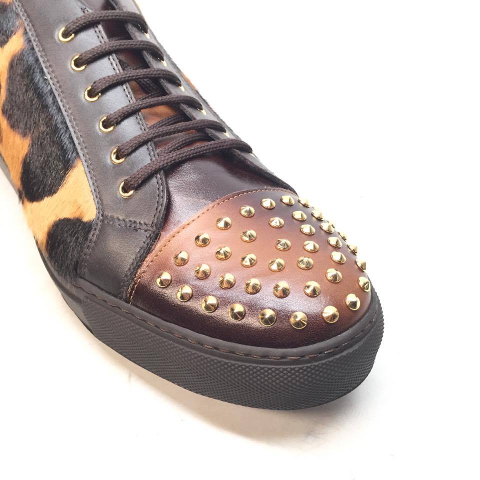 Mauri 6124/1 Pony/Lambskin Studded Sneakers - Dudes Boutique