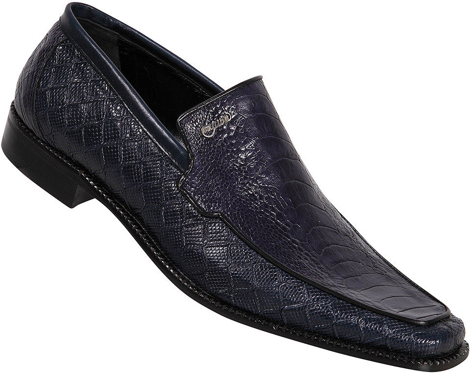 Mauri - "2430" Wonder Blue Karung Plisse Ostrich/Calf Loafer - Dudes Boutique