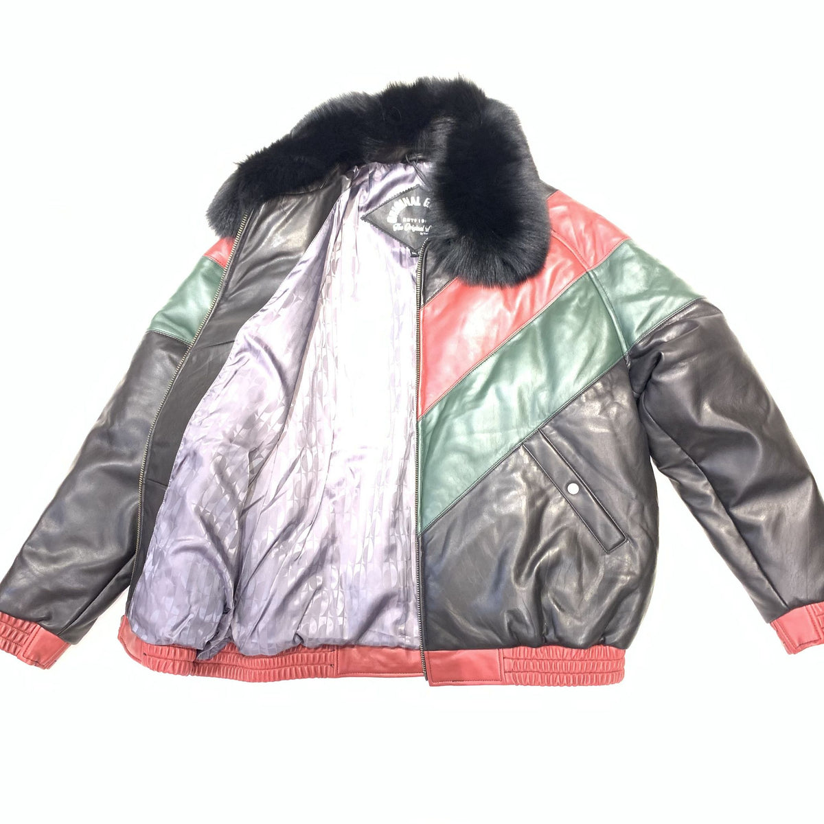 Daniels Leather Men's Multi-Color Quilted Lambskin Fox Collar Biker Jacket - Dudes Boutique