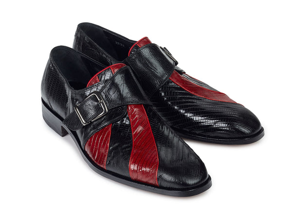 Mauri - "2536" Black/Red Tejus Lizard Dress Shoe - Dudes Boutique