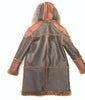 Daniels Leather Two Tone Leather  Fox Fur Hooded Trench Shearling Coat - Dudes Boutique