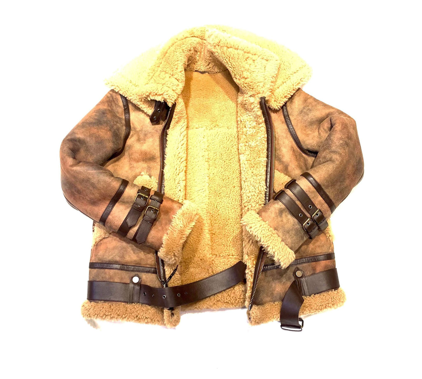 Kashani Men's Rust Brown Shearling Jacket - Dudes Boutique