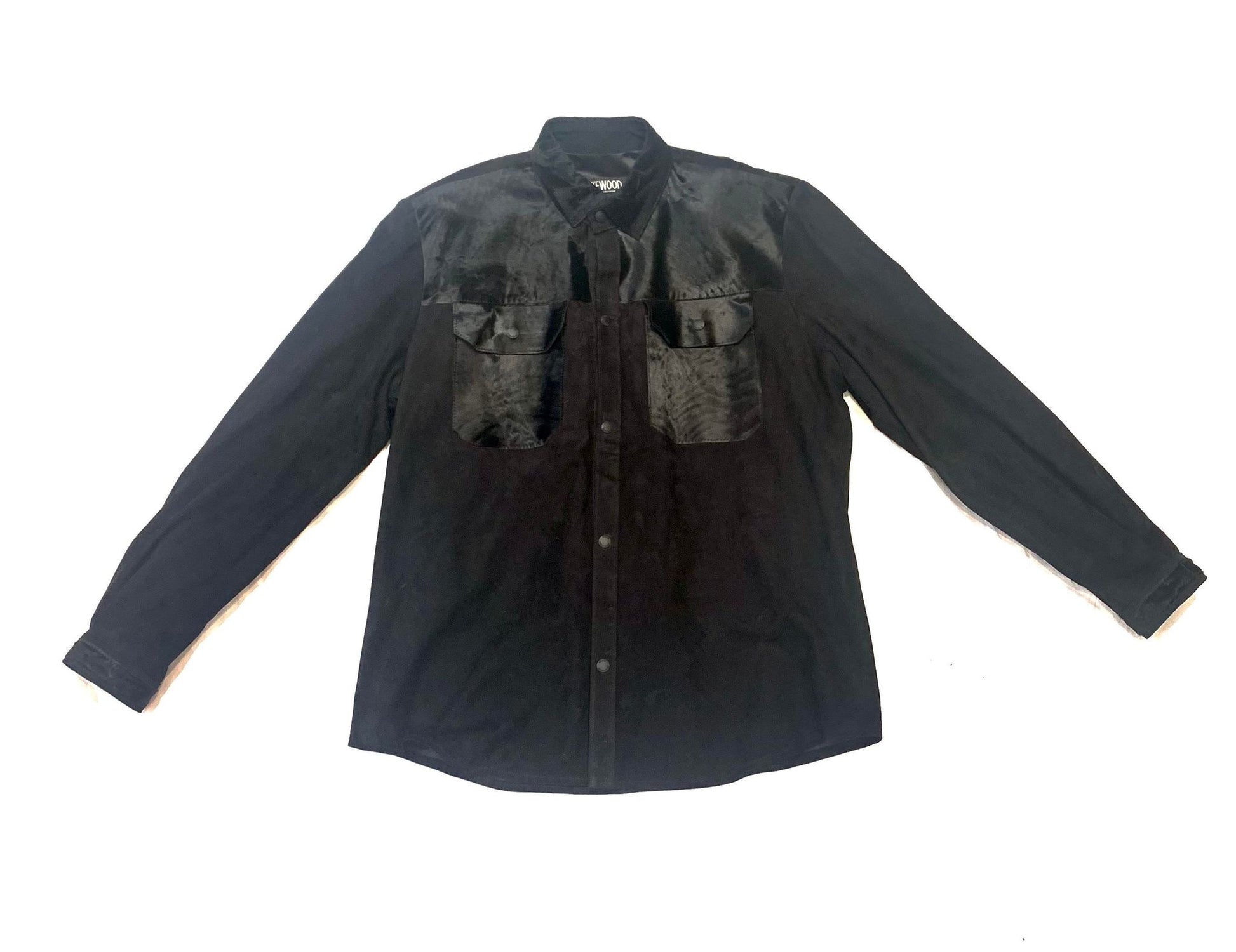 Kashani Men's Jet Black Pony Hair/Suede Shirt - Dudes Boutique