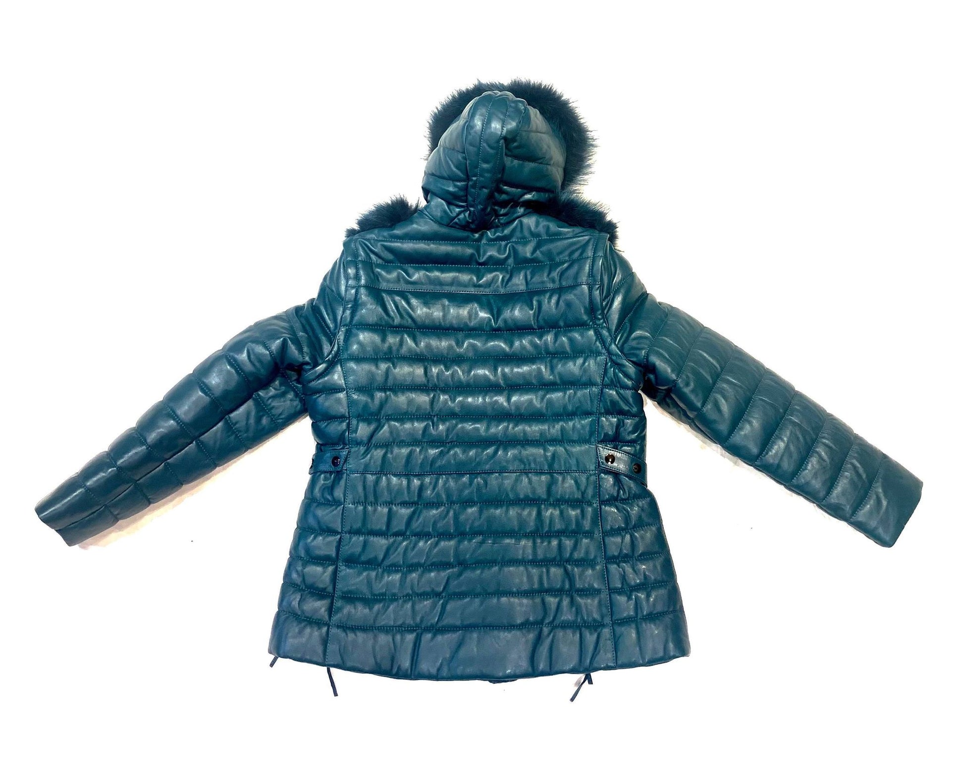 Barya NewYork Women Turquoise Lambskin Fox Fur Coat - Dudes Boutique
