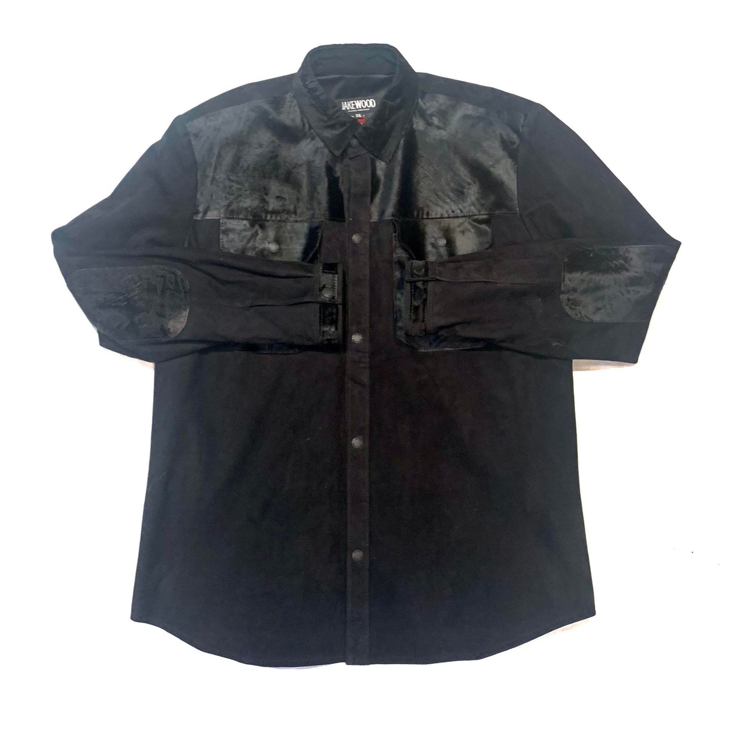 Kashani Men's Jet Black Pony Hair/Suede Shirt - Dudes Boutique