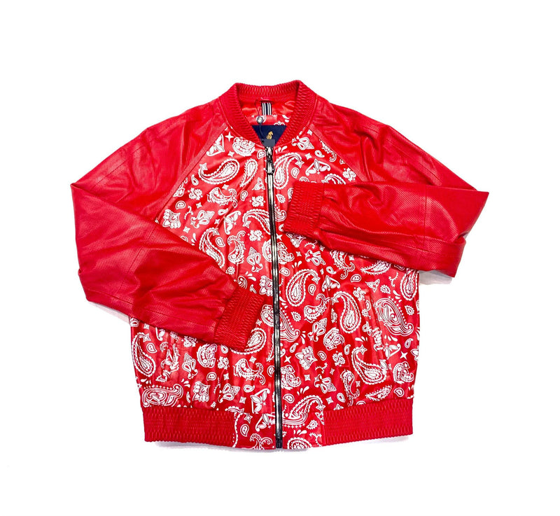 Barya NewYork Red Paisley Lambskin Bomber Jacket - Dudes Boutique