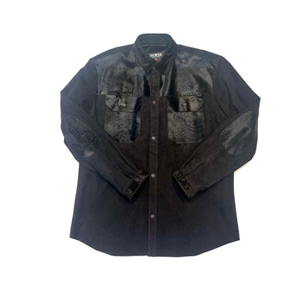 Kashani Men's Jet Black Pony Hair/Suede Shirt - Dudes Boutique