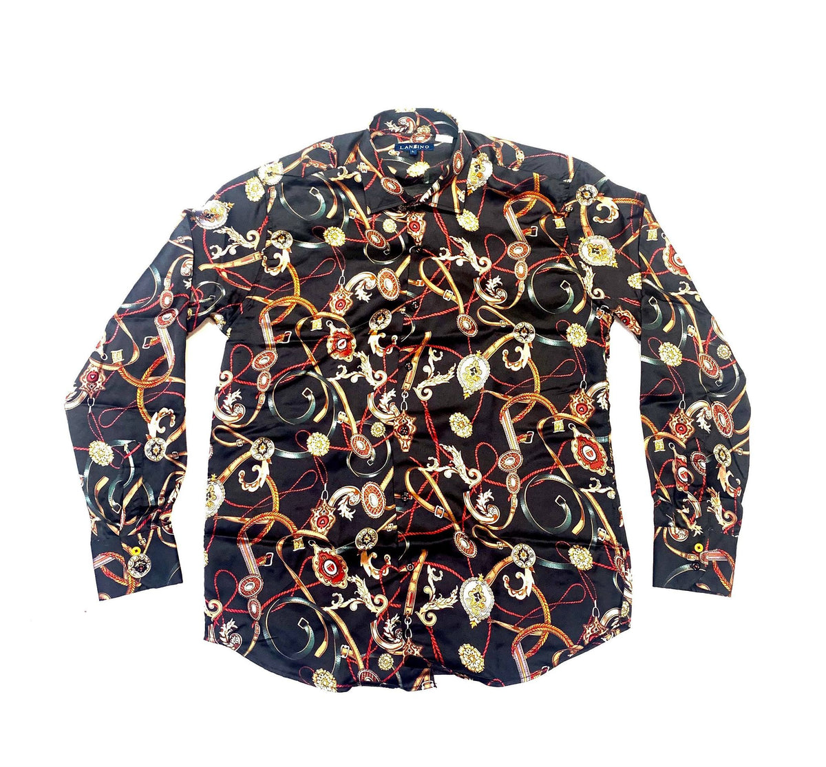 Lanzzino Royal Multi-Chain Black L/S Shirt - Dudes Boutique