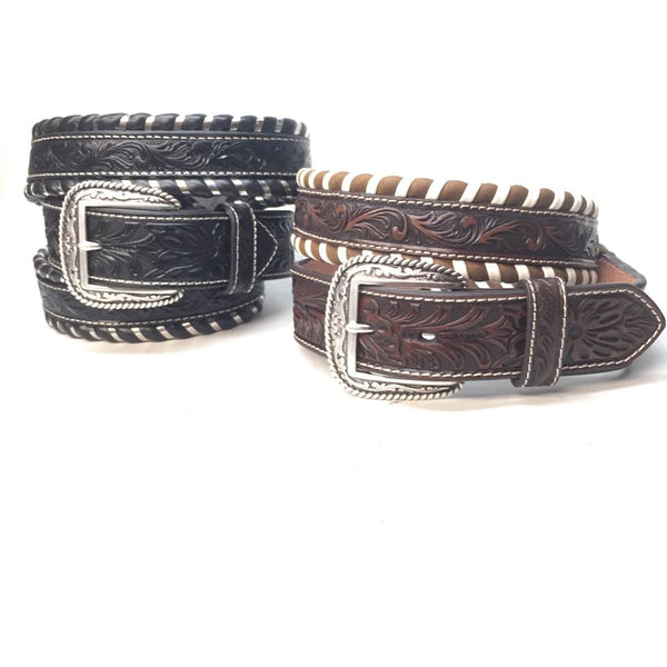 Striped Western Weaved Leather Belt - Dudes Boutique