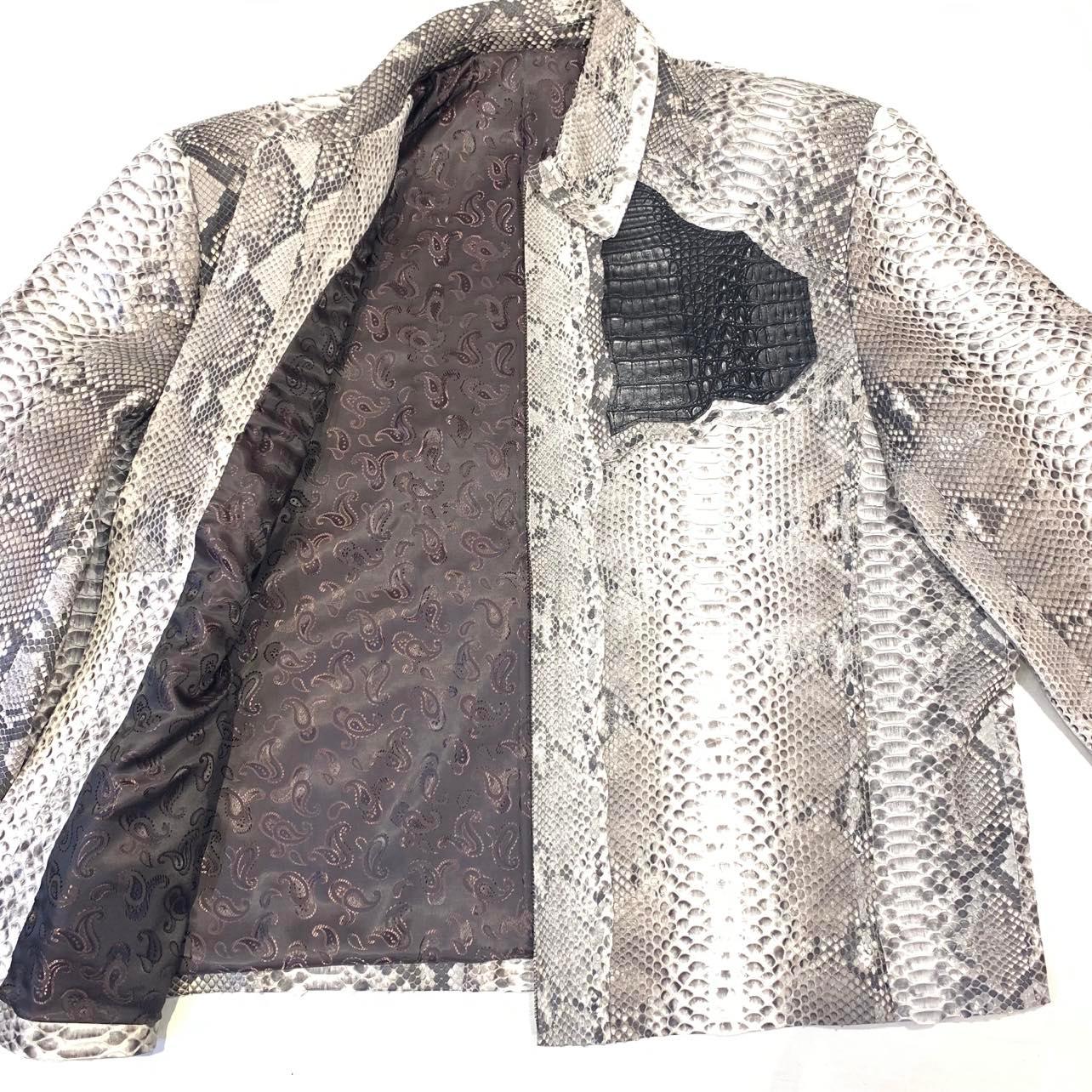 Safari Men's Soft Natural Python/Alligator Skin Jacket - Dudes Boutique