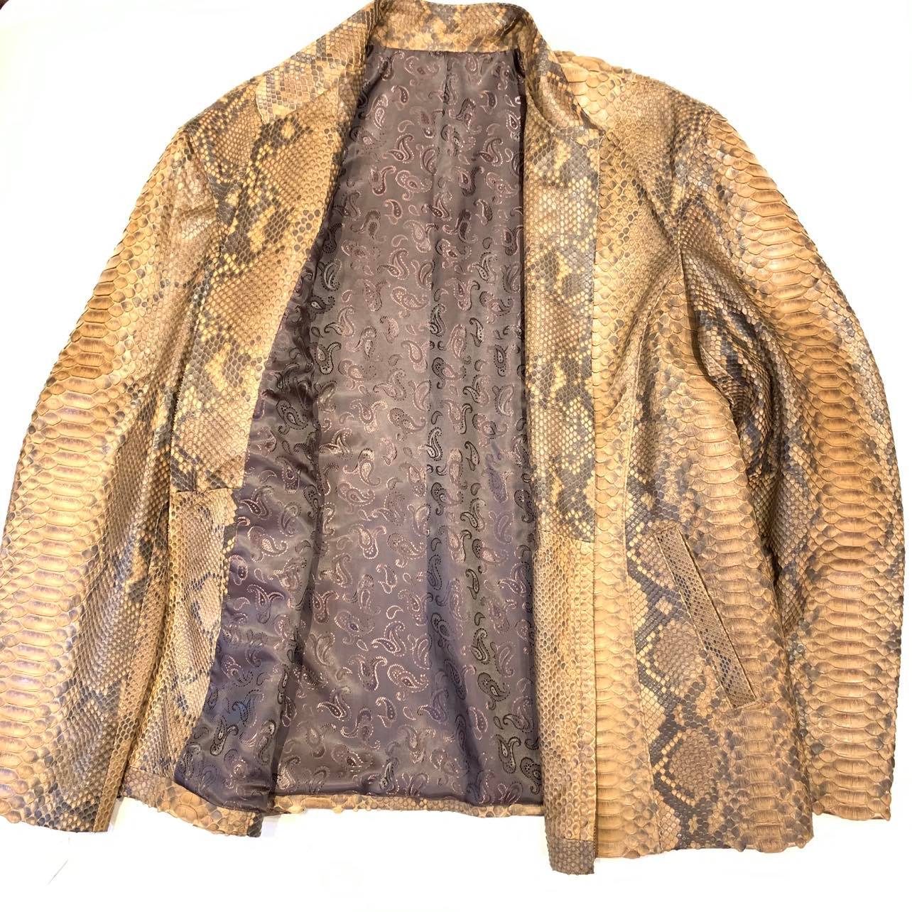 Safari Men's Soft Caramel Brown Full Python Snake Skin Jacket - Dudes Boutique