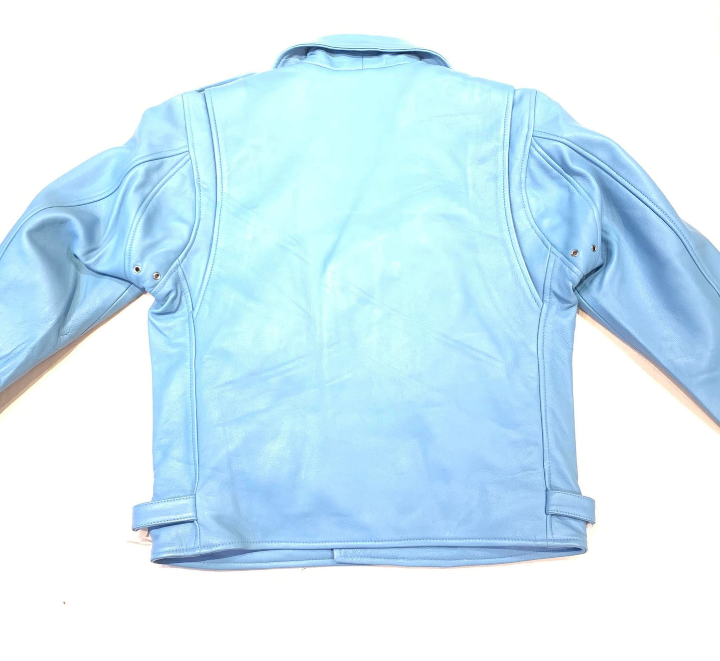 Kashani Men's Sky Blue Lambskin Biker Jacket - Dudes Boutique