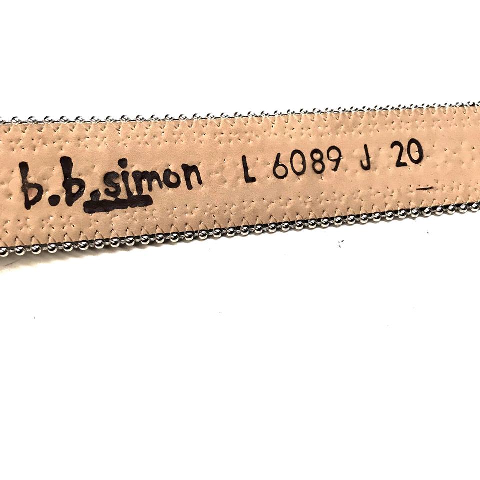 b.b. Simon Silver Studded Leather Crystal Belt - Dudes Boutique