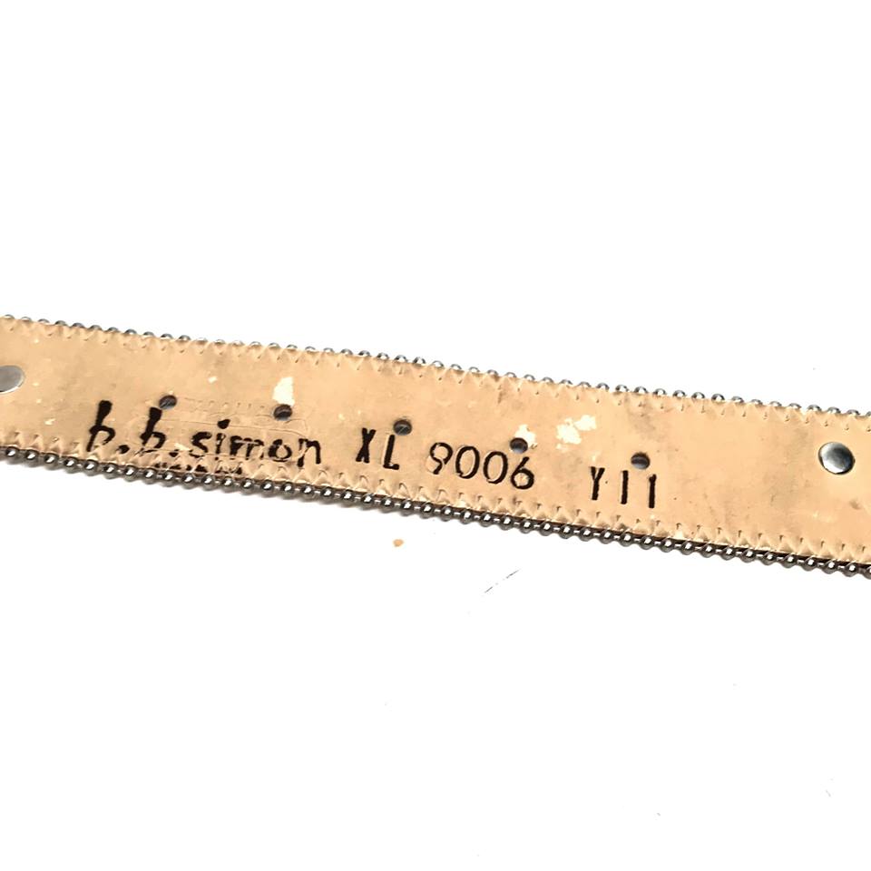 b.b. Simon Salmon/Black Pony Hair Crystal Belt - Dudes Boutique