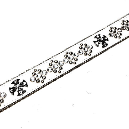 b.b. Simon White Iron Cross Leather Crystal Belt - Dudes Boutique