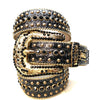 b.b. Simon 'Gold Horseshoe' Black Crystal Belt - Dudes Boutique