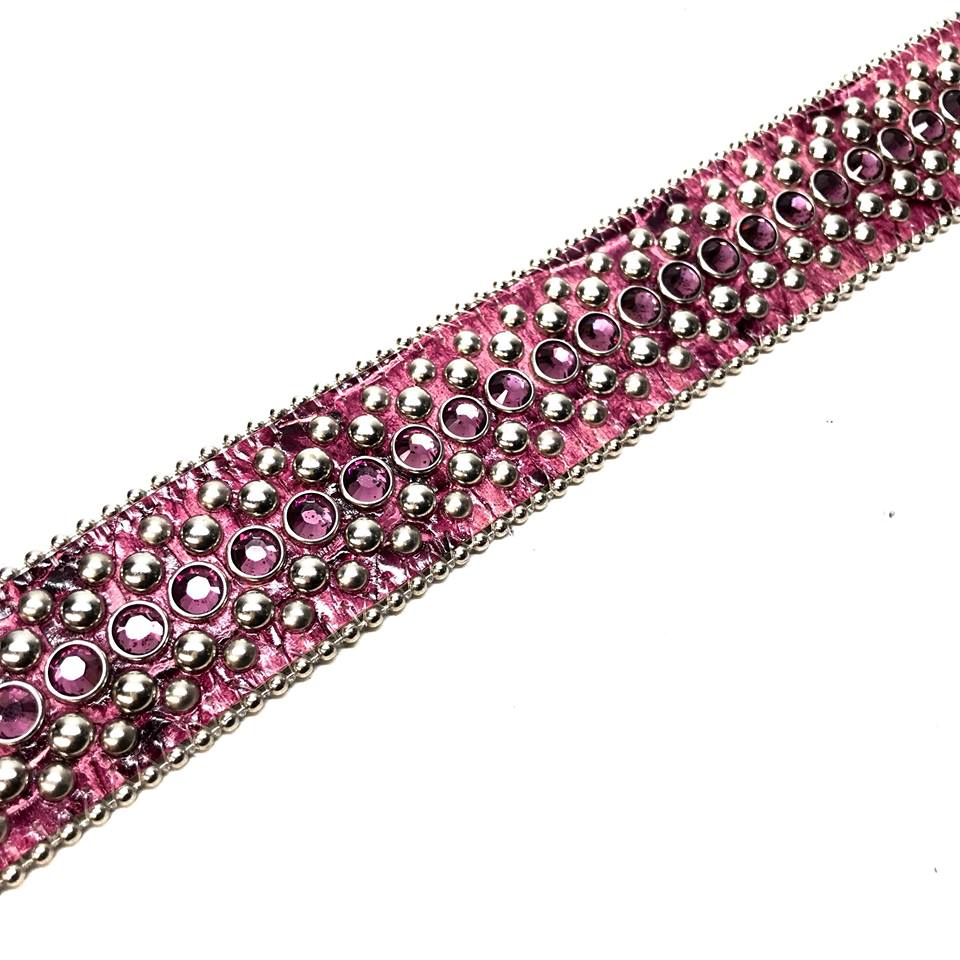 b.b. Simon Purple Fully Loaded Leather Crystal Belt - Dudes Boutique