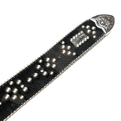 b.b. Simon Black Quad Studded Pony Crystal Belt - Dudes Boutique