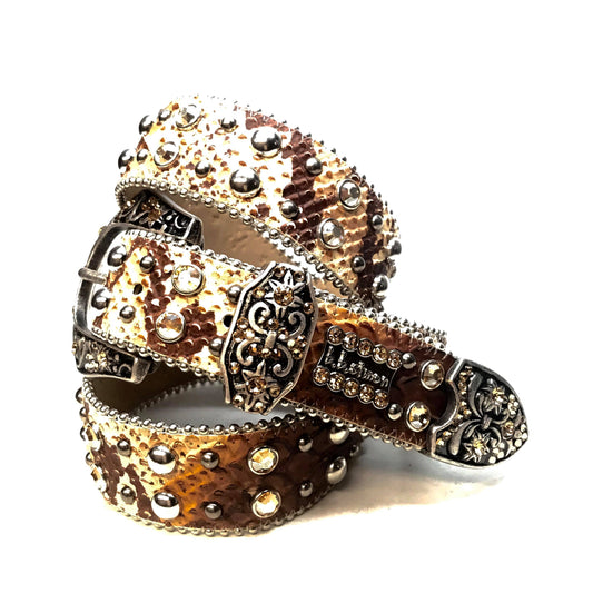 b.b. Simon 'Natural Python' Arch Crystal Belt - Dudes Boutique