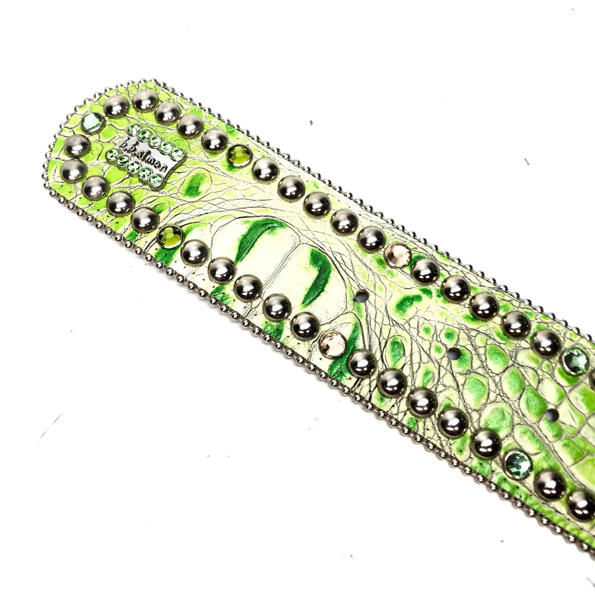 b.b. Simon 'Lime Croc' Thick 2.5" Crystal Belt - Dudes Boutique