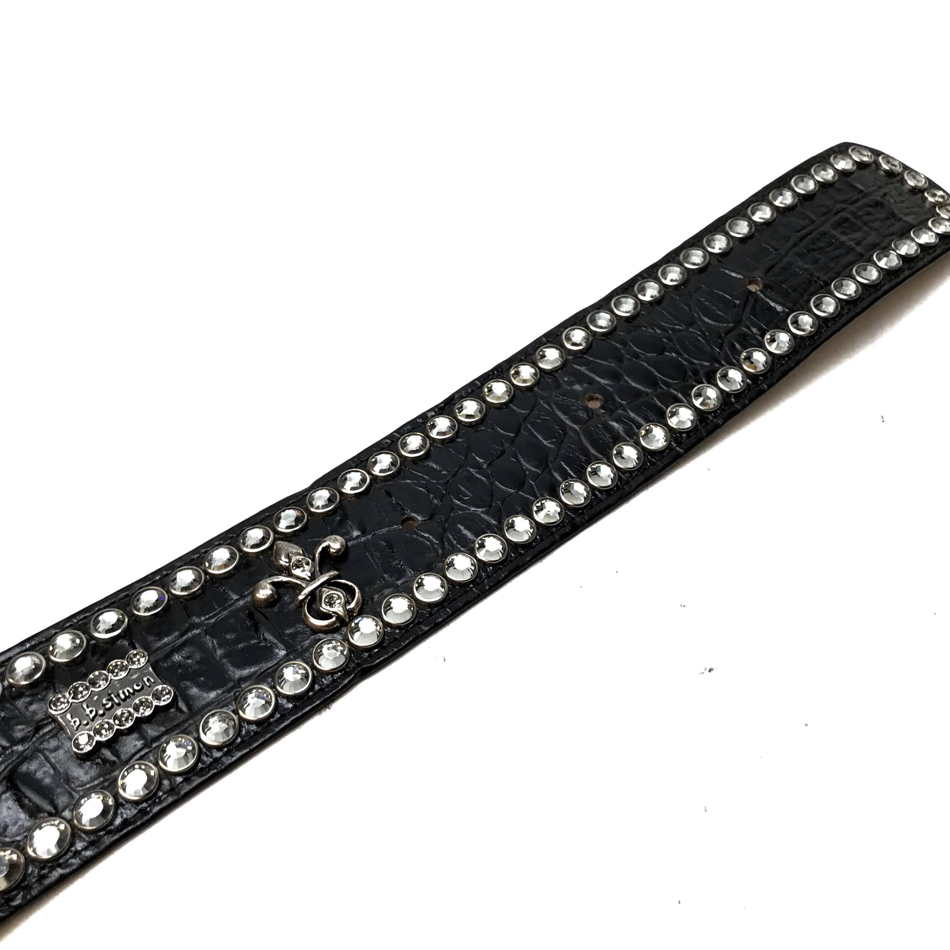 b.b. Simon 'Royal Croc' Black Thick 2.5" Crystal Belt - Dudes Boutique