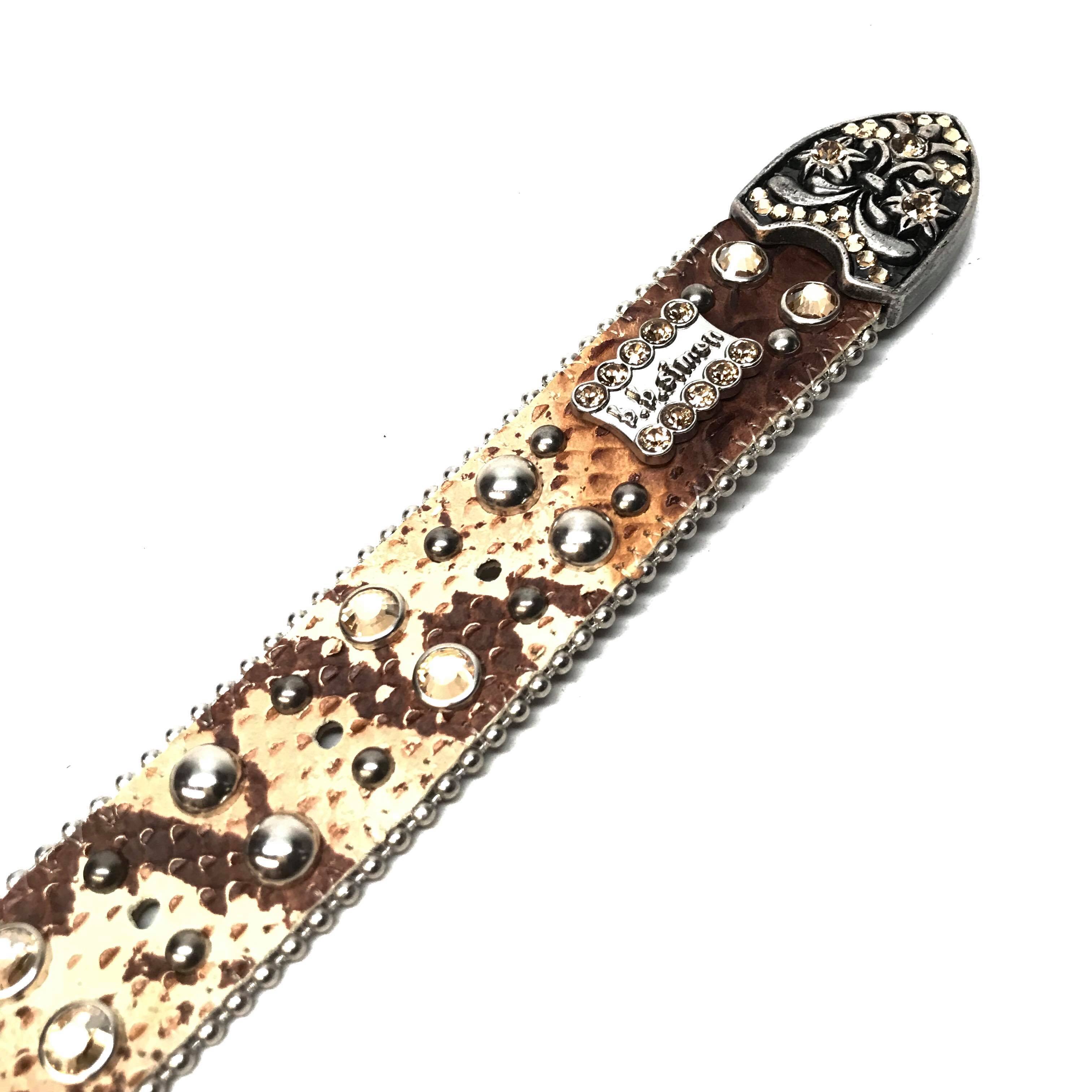 b.b. Simon 'Natural Python' Arch Crystal Belt – Dudes Boutique