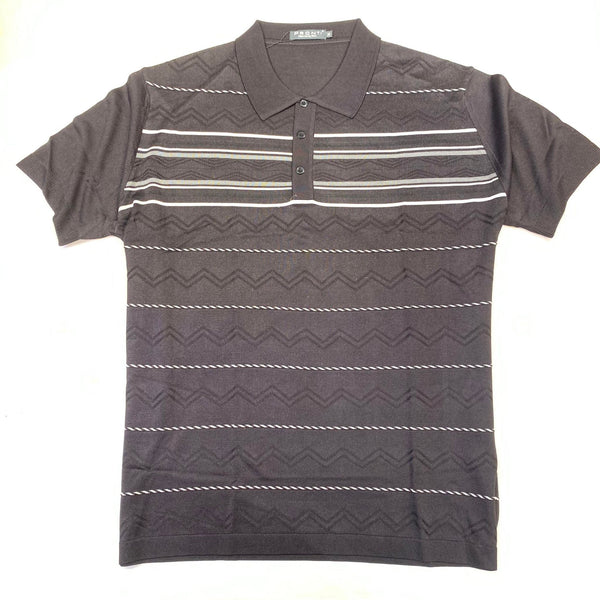 Pronti Men's Black/White  Short Sleeve Polo T-Shirt - Dudes Boutique