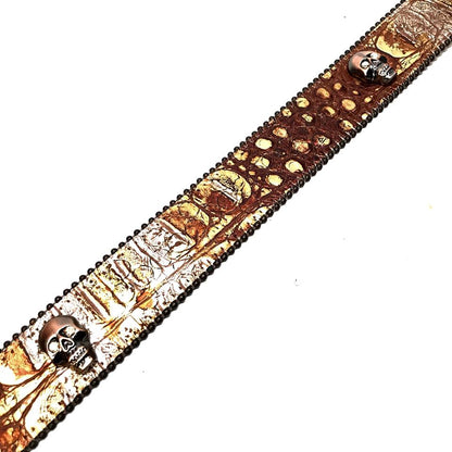 b.b. Simon Brown Pirate Skull Head Leather Crystal Belt - Dudes Boutique