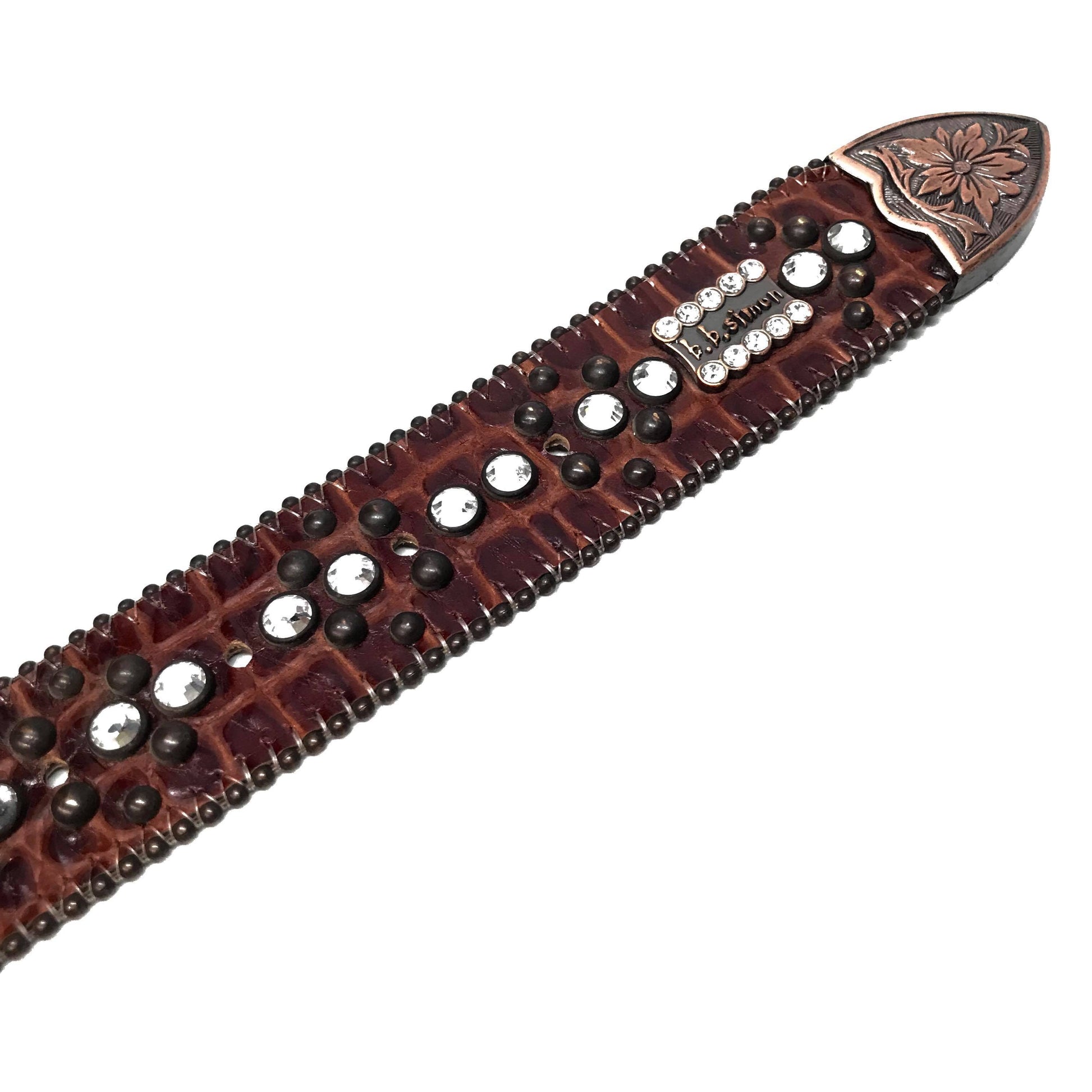 b.b. Simon 'Chocolate Croc' Crystal Belt - Dudes Boutique