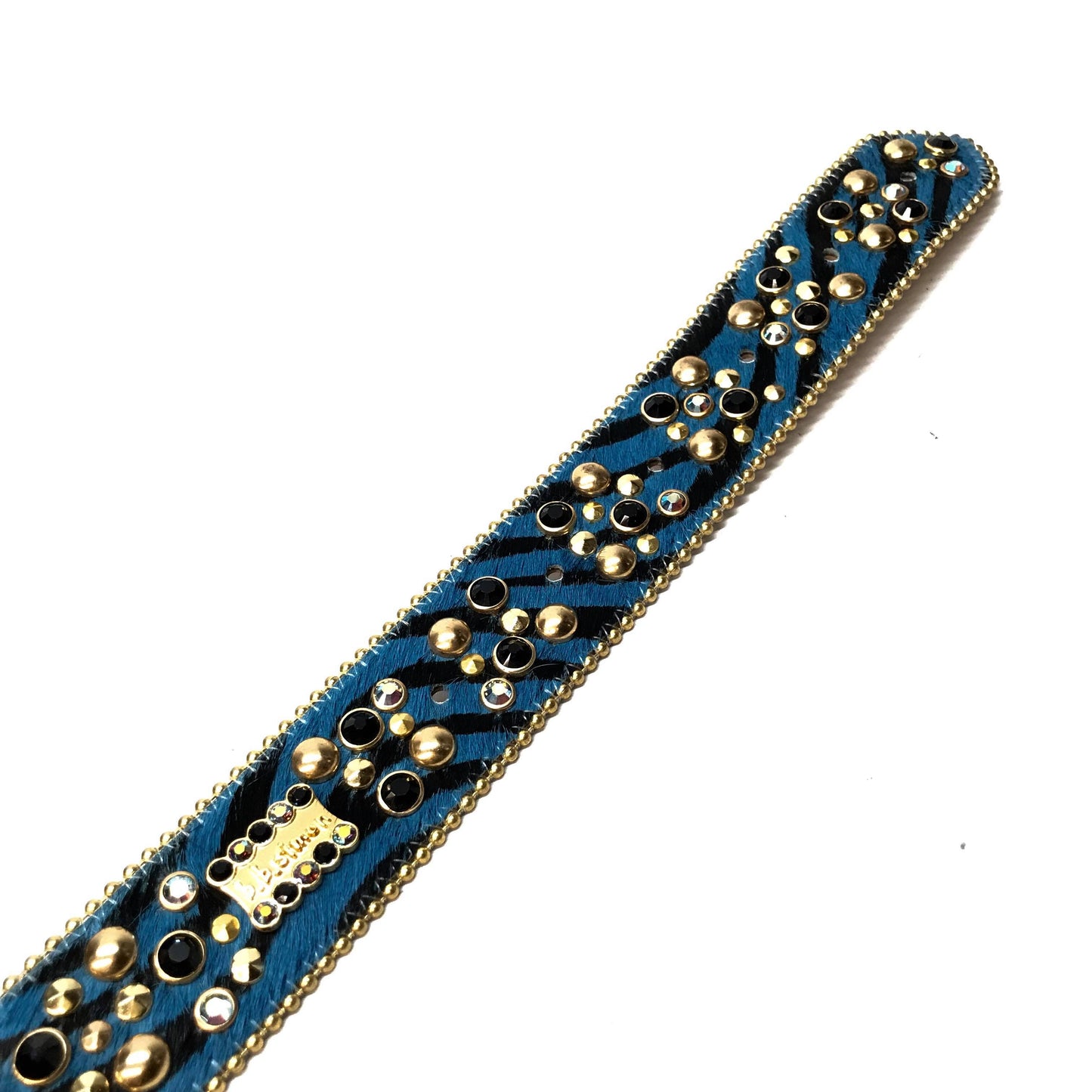 b.b. Simon Combat Buckle Zebra Pony Crystal Belt - Dudes Boutique