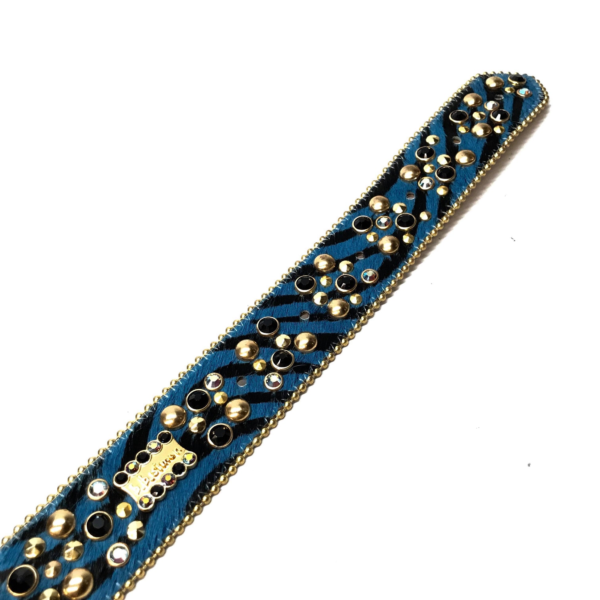 b.b. Simon Combat Buckle Zebra Pony Crystal Belt - Dudes Boutique
