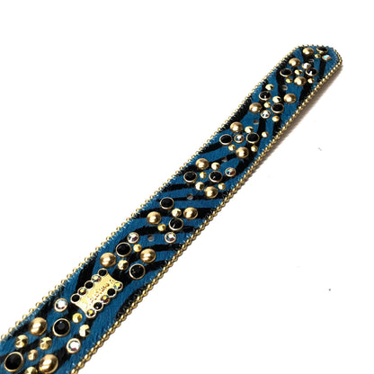 b.b. Simon Combat Buckle Zebra Pony Crystal Belt - Dudes Boutique