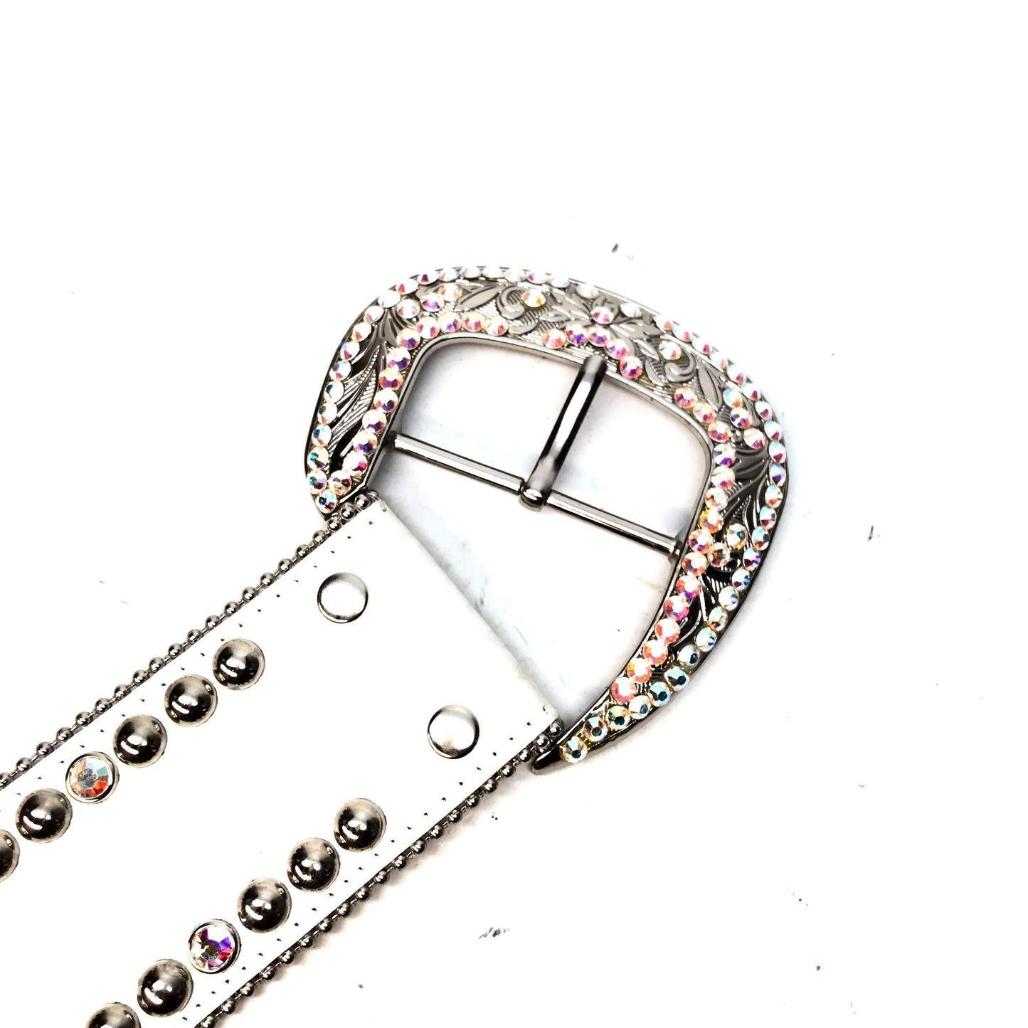b.b. Simon 'White Croc' Thick 2.5" Crystal Belt - Dudes Boutique