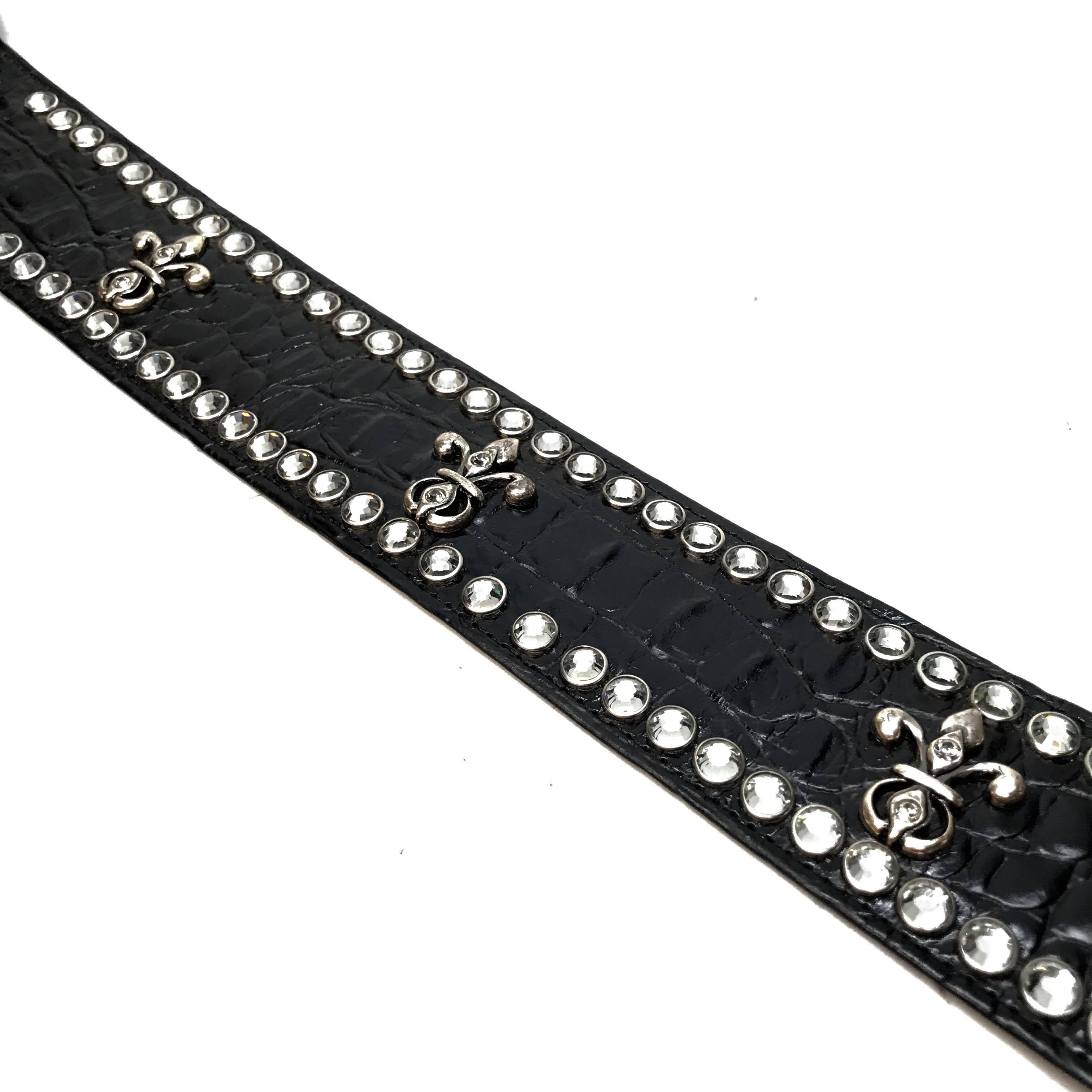 b.b. Simon 'Royal Croc' Black Thick 2.5" Crystal Belt - Dudes Boutique