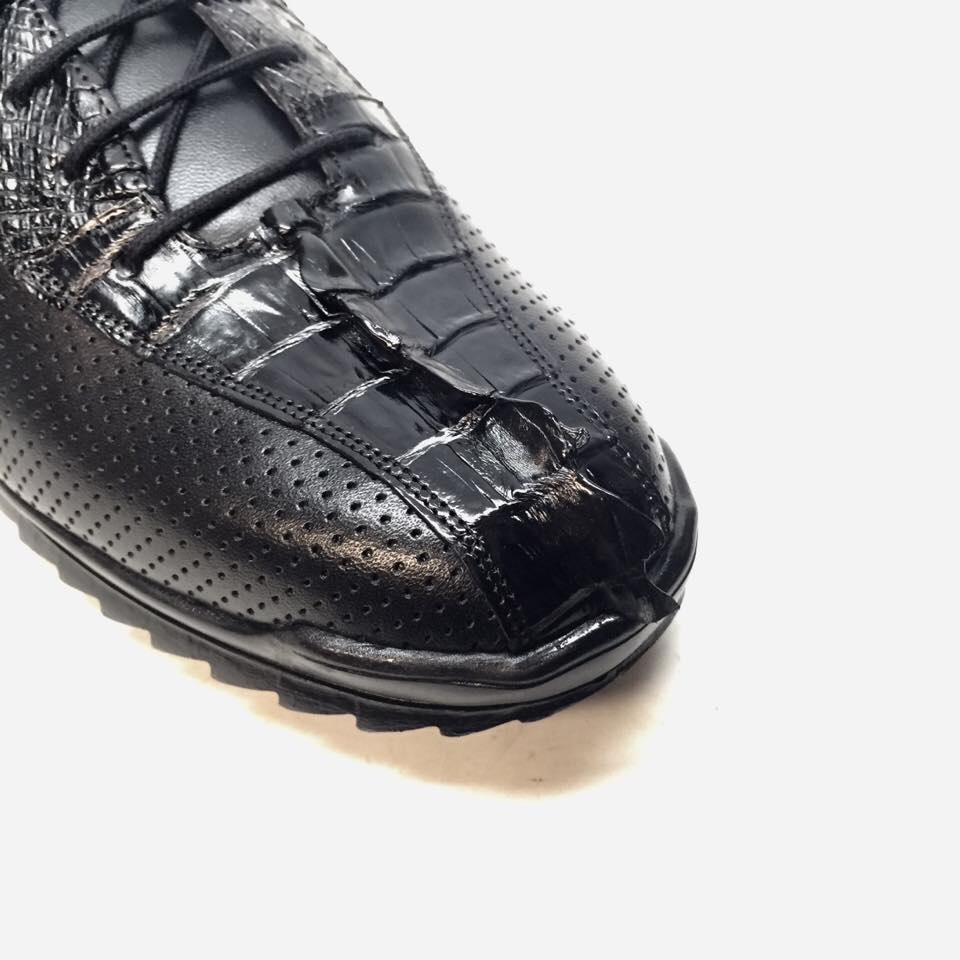 Los Altos Perforated Crocodile Tail Sneakers - Dudes Boutique