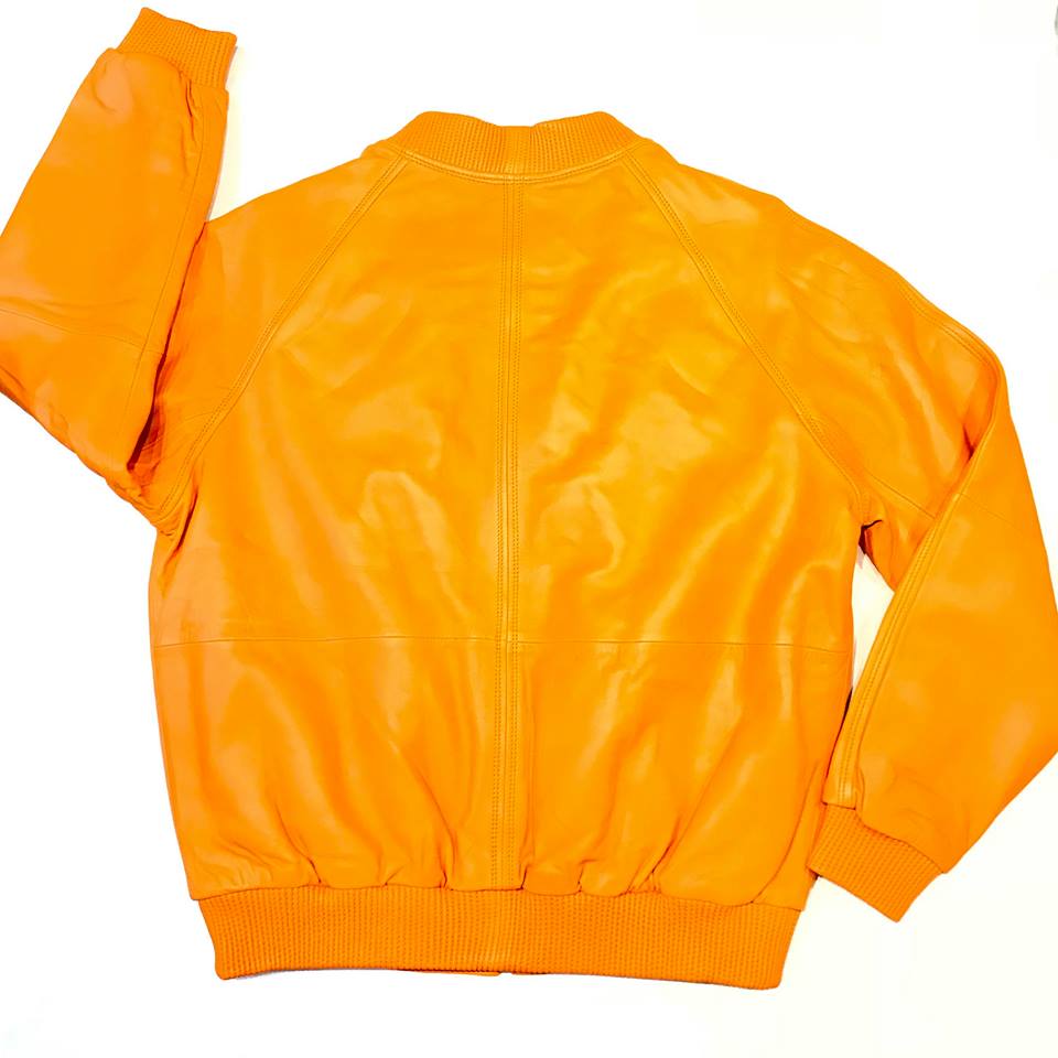 Tangerine Naked Lambskin Bomber Jacket - Dudes Boutique