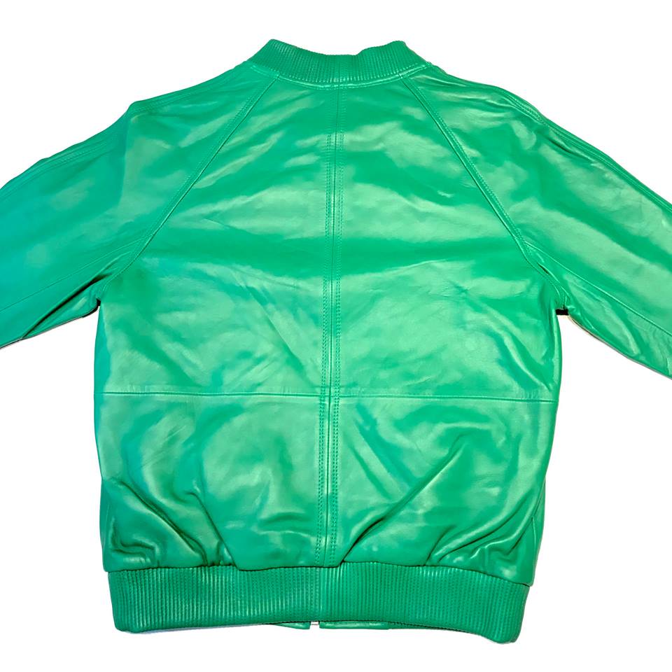 Kashani Lime Green Naked Lambskin Bomber Jacket - Dudes Boutique