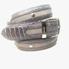 Mauri Gray Studded Suede/Ostrich Leg Belt - Dudes Boutique