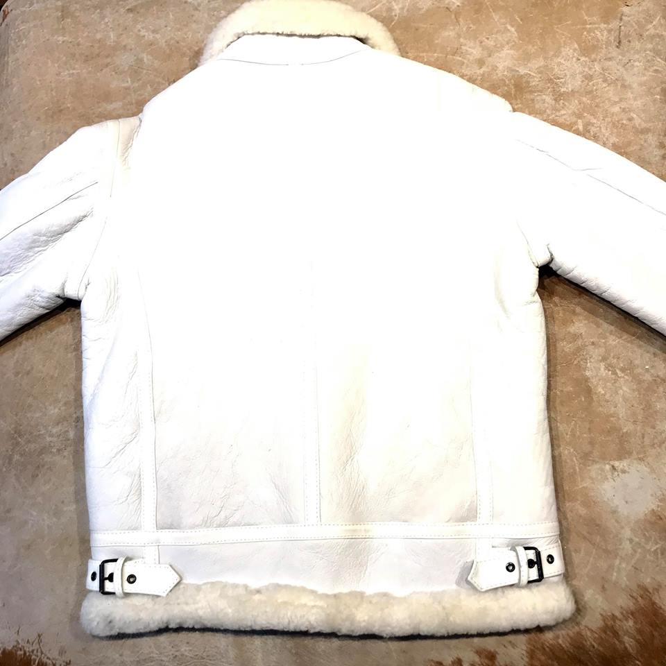 Jakewood - Shearling Racing Aviator White Jacket - Dudes Boutique